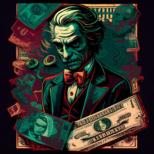 vector, cartoon , colorfull, maestro, dollars, bills, money, mago
