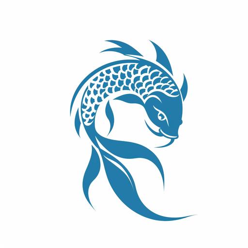vector graphic logo of simple blue carp, simple minimal, white background --no realistic photo details