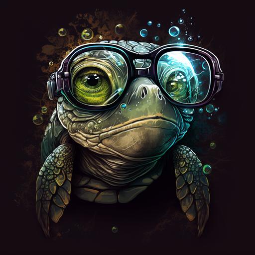 vector graphics tee shirt design of a cool turtle