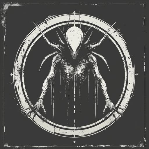 vector style image for a symbol representing summoning cost, play cost symbol, alien animal themed, circular frame, attack symbol for board game or card game, sci fi, basic, black and white line art, basic design, board game symbol design, basic --s 750 --v 6.0