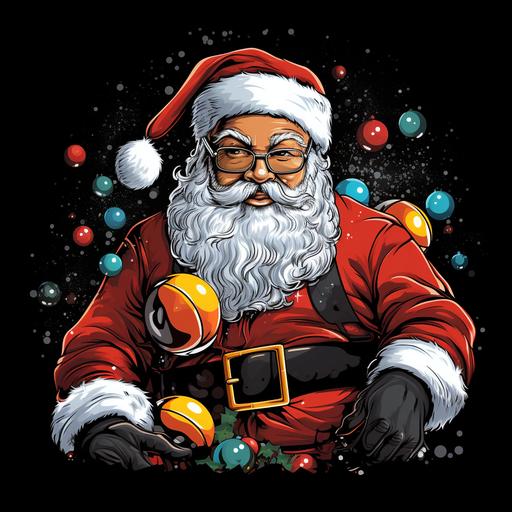 vector tshirt design black santa clause holding a football in snow cartoon look vector effect 4k 3d colorful