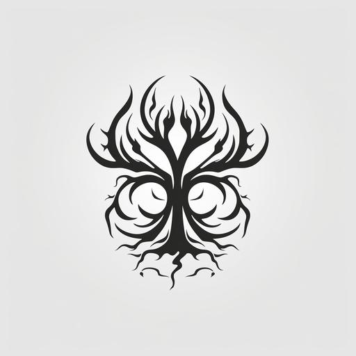 vectoriel black and whit simplistic logo, magic the gathering watermark, roots, golgari, rooting in the ground