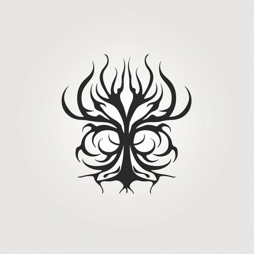 vectoriel black and whit simplistic logo, magic the gathering watermark, roots, golgari, rooting in the ground