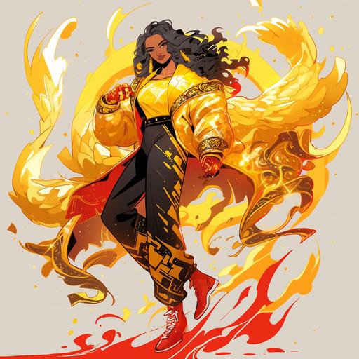 venom extreme crusade 5, in the style of yellow and red, briana mora, avian-themed, twisted characters, light gold and white, raw character, flamboyant, --niji 5