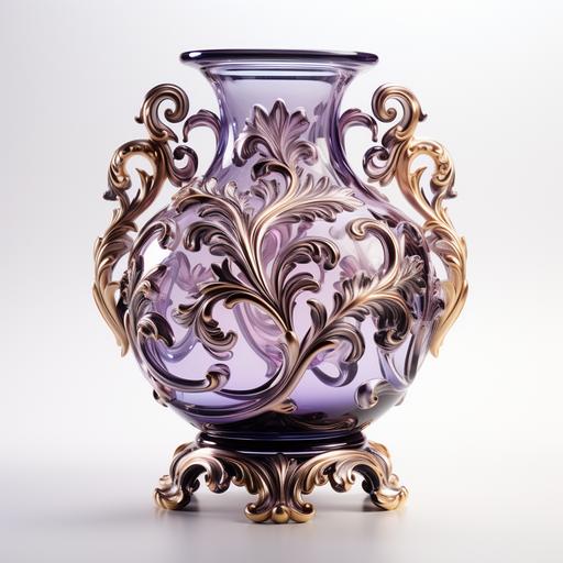 versace vases minimalist versailles , silver overlay purple glass --s 500
