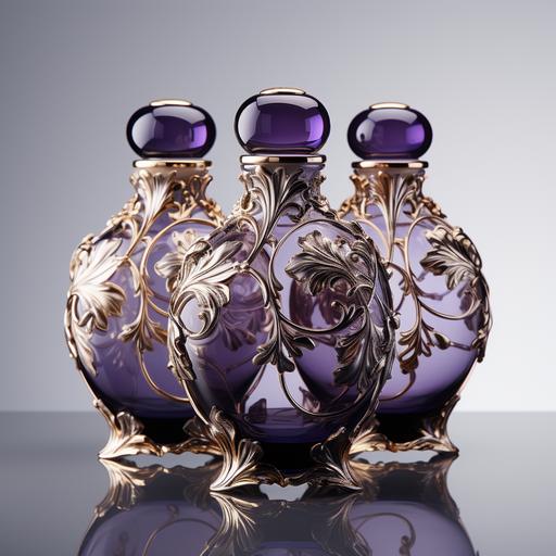 versace vases minimalist versailles , silver overlay purple glass --s 500