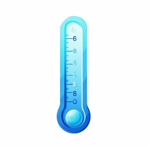 very cold thermometer, very simple and cartoon style, white bg