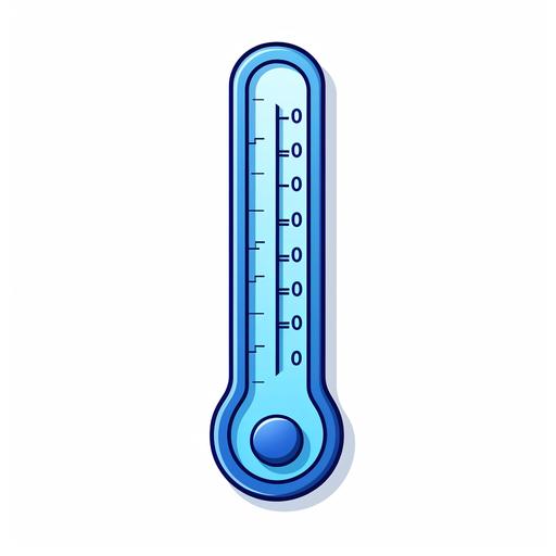 very cold thermometer, very simple and cartoon style, white bg
