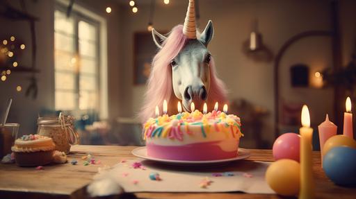 very happy and funny birthday unicorn--v 5.2 --ar 16:9