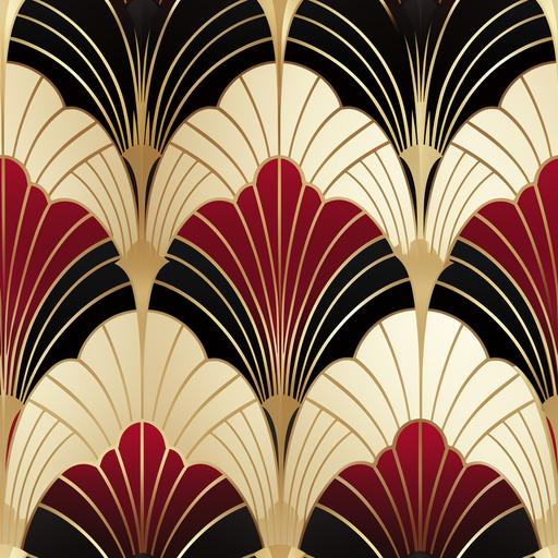 very simple art deco wallpaper, seamless tile texture, gold and black and burgundy and cream, --tile --upbeta --s 250