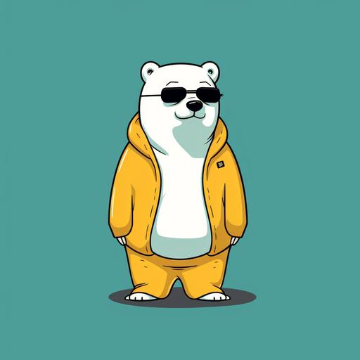 very simple cartoon polar bear with a 1990s cool vibe