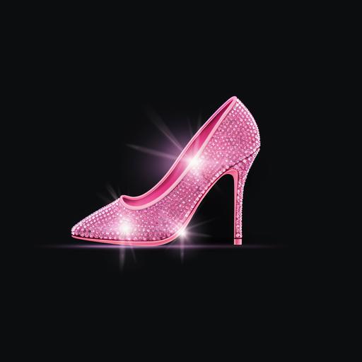 very simple logo of pink bling shoe with crystal