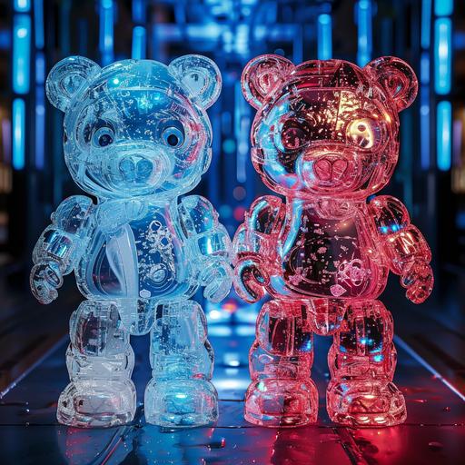 vibrant dazzling detailed brilliant complex runepunk kawaii Teddy bear hot vs cold --v 6.0