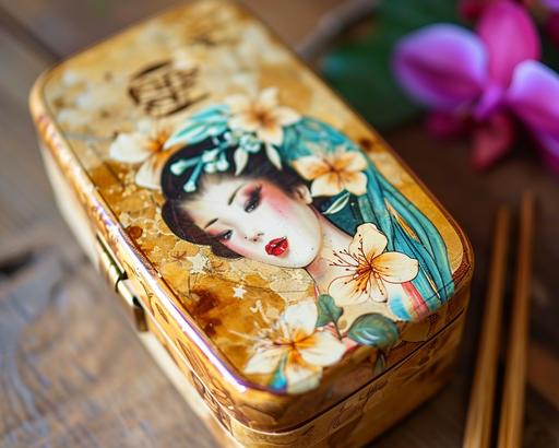 vintage bento Box filled with pin ups and the the sweetest sins of marbled love--s 600 --c 30 --ar 10:8 --v 6.0