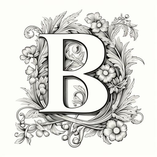 vintage black and white vector monogram of letter b