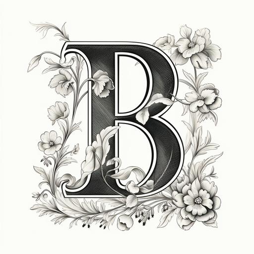 vintage black and white vector monogram of letter b