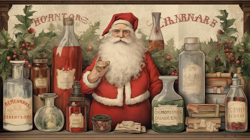 vintage christmas apothecary vintage label --ar 16:9