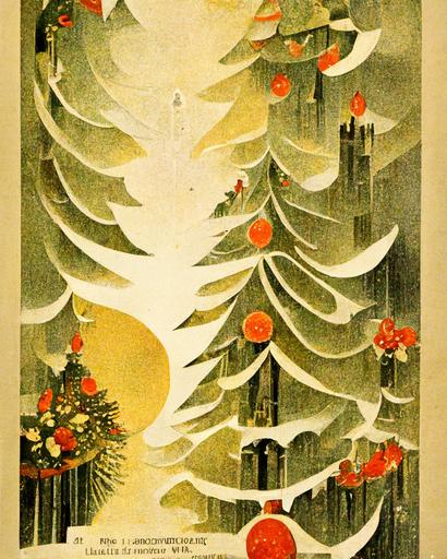 vintage christmas poster, art deco, 1920s --ar 3:4