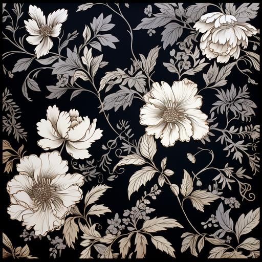 vintage flower tapestry using only color black