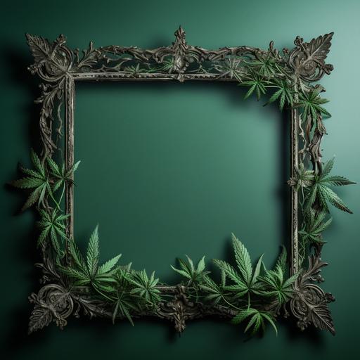 vintage frame with iron weed leaves on it