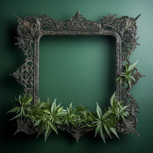 vintage frame with iron weed leaves on it
