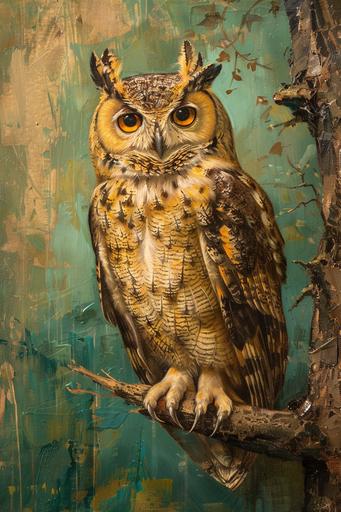 vintage oil painting owl in a corsette sat down --ar 2:3 --v 6.0