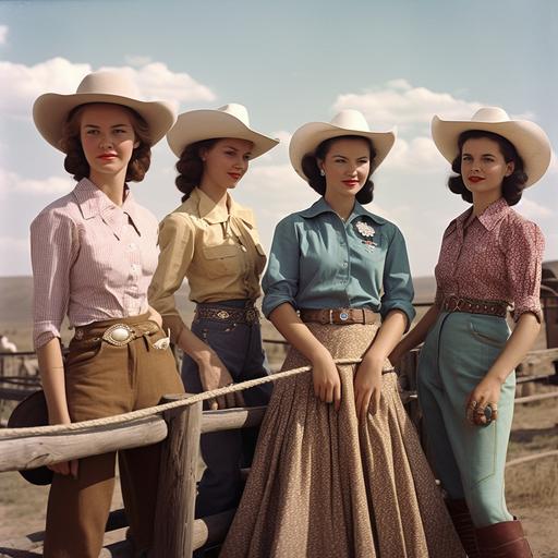 vintage rural cowgirl models --v 5