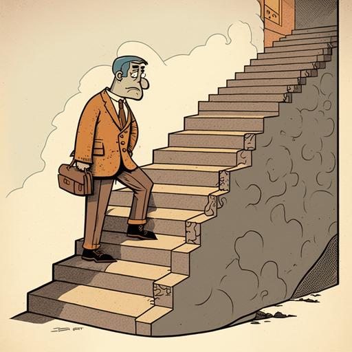 vintage, stairs, prevent, person, cartoon, comic