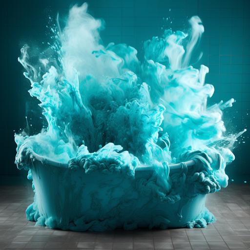 violent Turquoise colour splash exploding hot tub