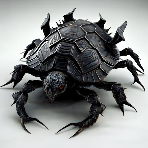 violent black demon 8 legs turtle shell, ultrarealistic, 4K