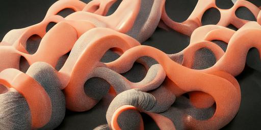 visualization of a hyperrealistic  flexible rubber::0.3 electric rococo::0.4 nervous system fiber map image structure::0.1 C4D anything goes textures --w 512