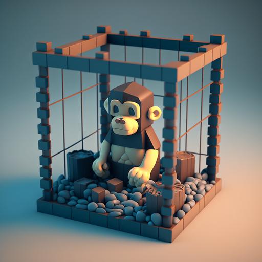 voxel monkey in a cage