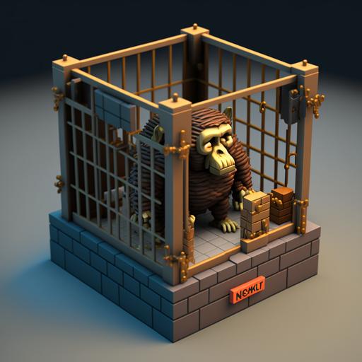 voxel monkey in a cage