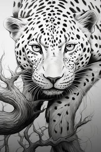 pencil drawing of jaguar, surreal, many eyes --ar 2:3 --v 5.2