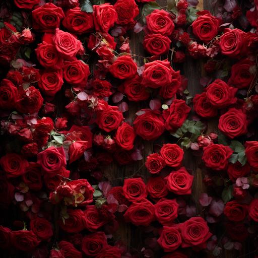 wall of red roses, HD photograph