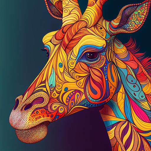 /wallpaper giraffe art indian highly detailed line drawing colorful pattern 16:9