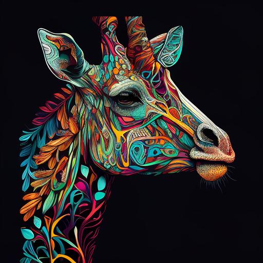 /wallpaper giraffe art indian highly detailed line drawing colorful pattern 16:9