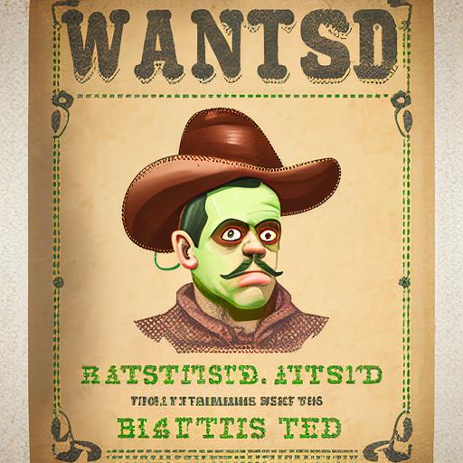 pastiched Wild West wanted poster of a pistachio bandit --v 4