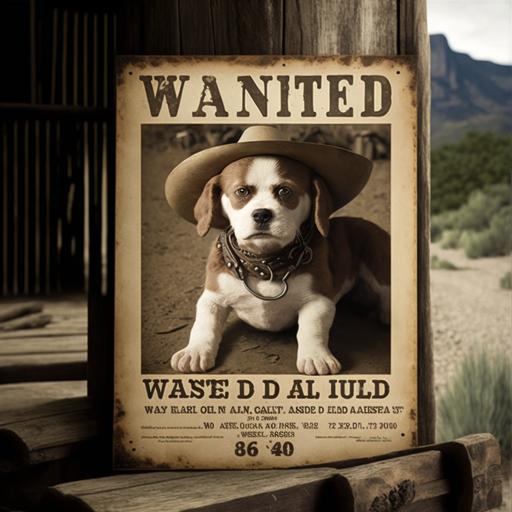 wanted dead or alive poster:: wanted dead or alive poster with the picture of a cute puppy on it::