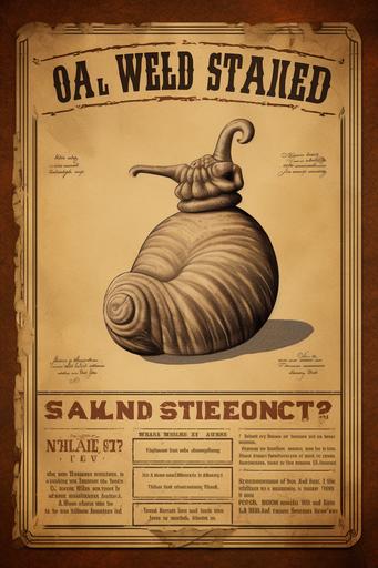 wanted snail, old west wanted poster --ar 2:3