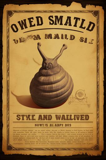 wanted snail, old west wanted poster --ar 2:3