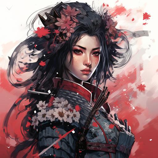 warrior geisha illustration, anime style
