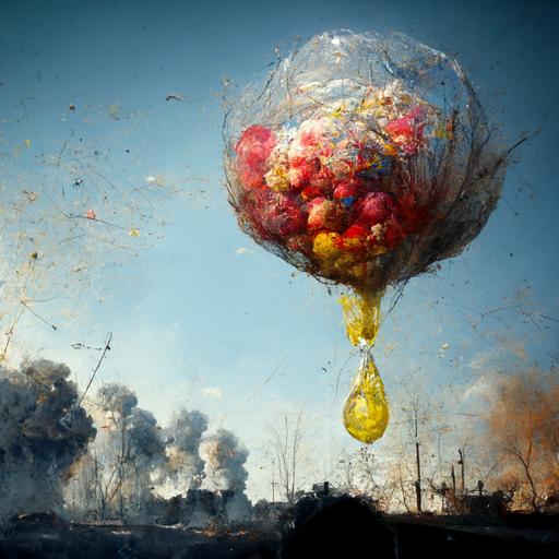 water balloons hit Ukraine, explosions, realism