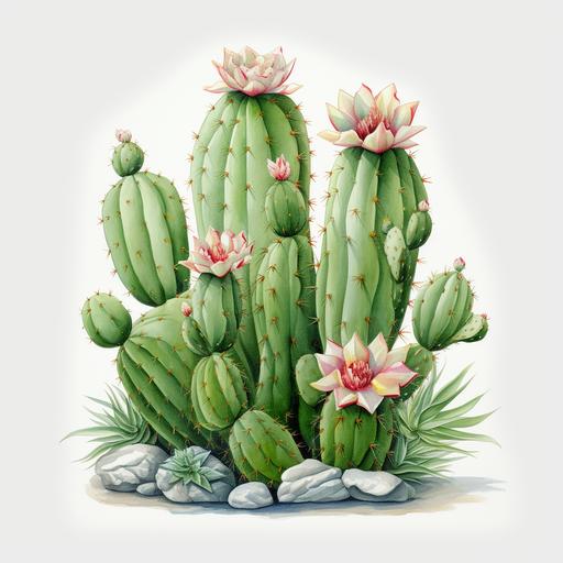 watercolor cactus white background