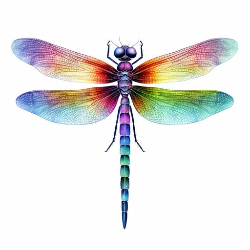 watercolor colorful dragonfly no legs clipart white background