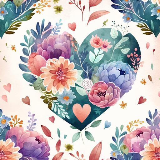 watercolor hearts flowers and moms wallpaper pattern design