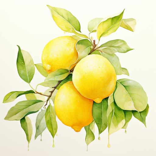 watercolor painting, lemon