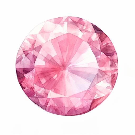 watercolor round pink diamond on white background