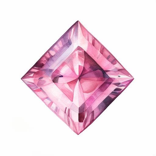watercolor square pink diamond on white background