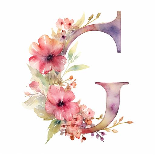 watercolour vector image of a cursive letter L with pretty flowers wrapped around it, on a transparent white background, 1920x1080 pixels